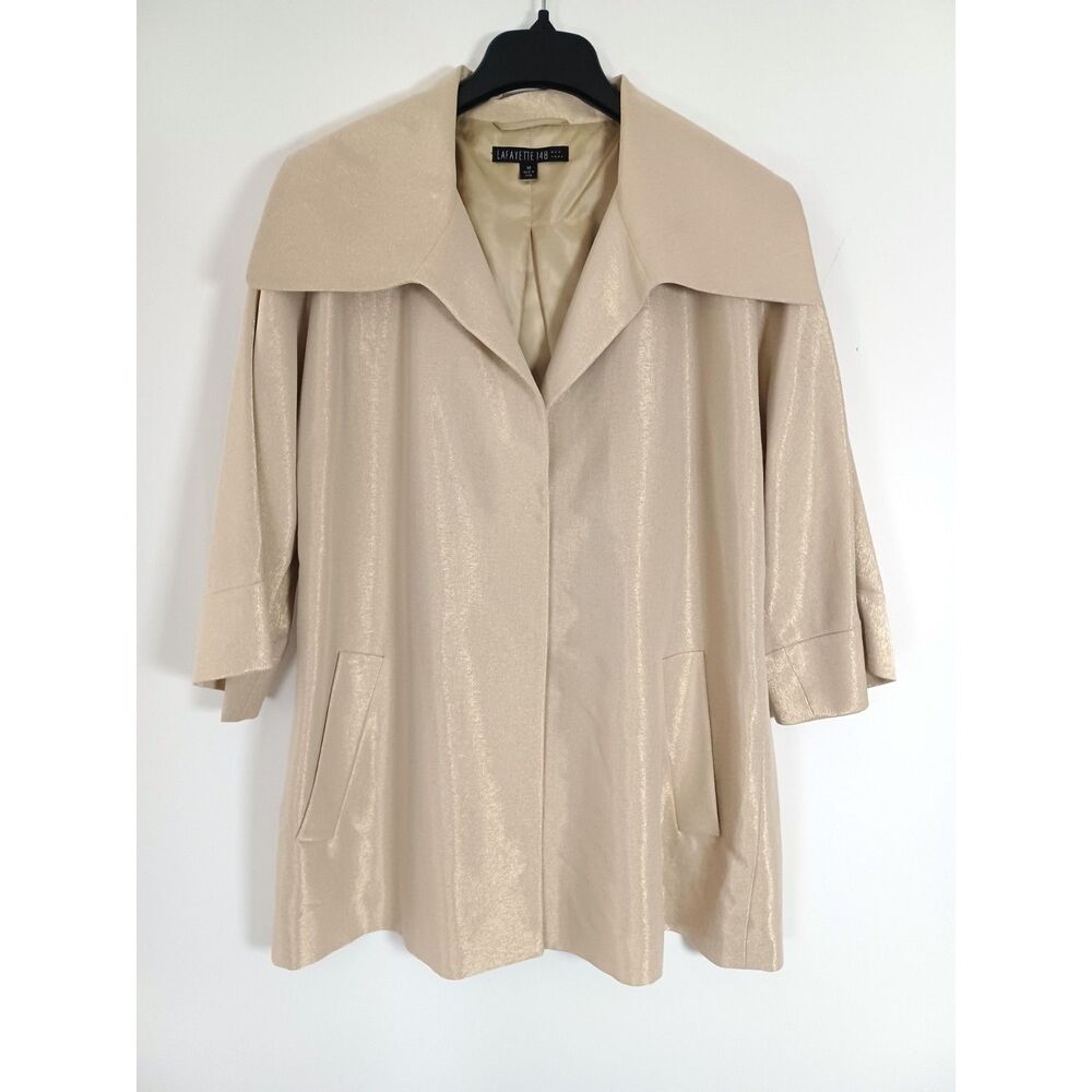 Lafayette 148 Metallic Gold Blazer Jacket Medium Office Holiday Event Maximalist